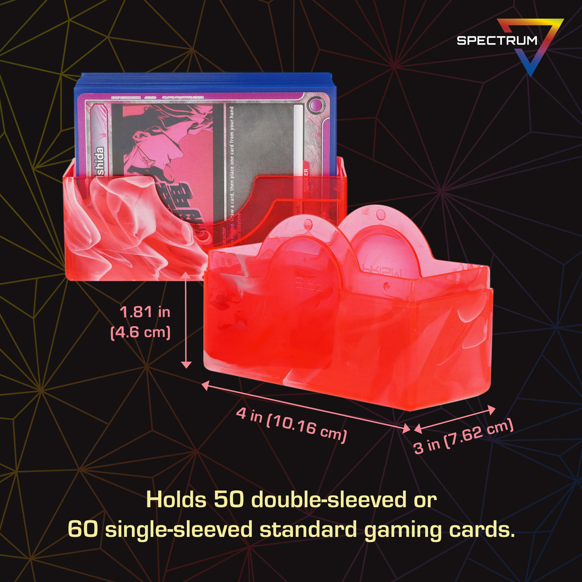 BCW Prism Deck Case - 50 Count - Carnelian Red – dimensions and specifications