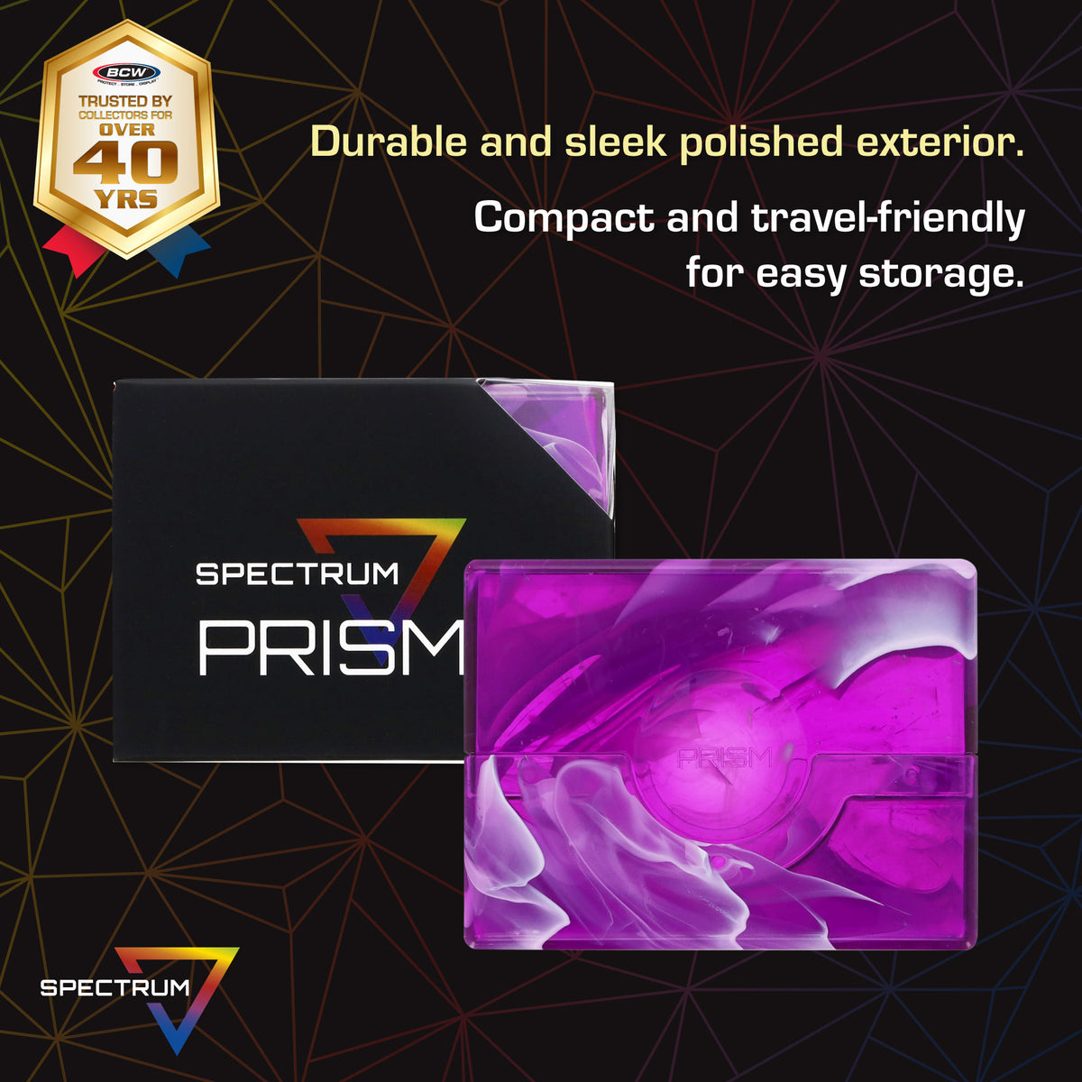 BCW Prism Deck Case - 50 Count - Charoite Purple – dimensions and specifications