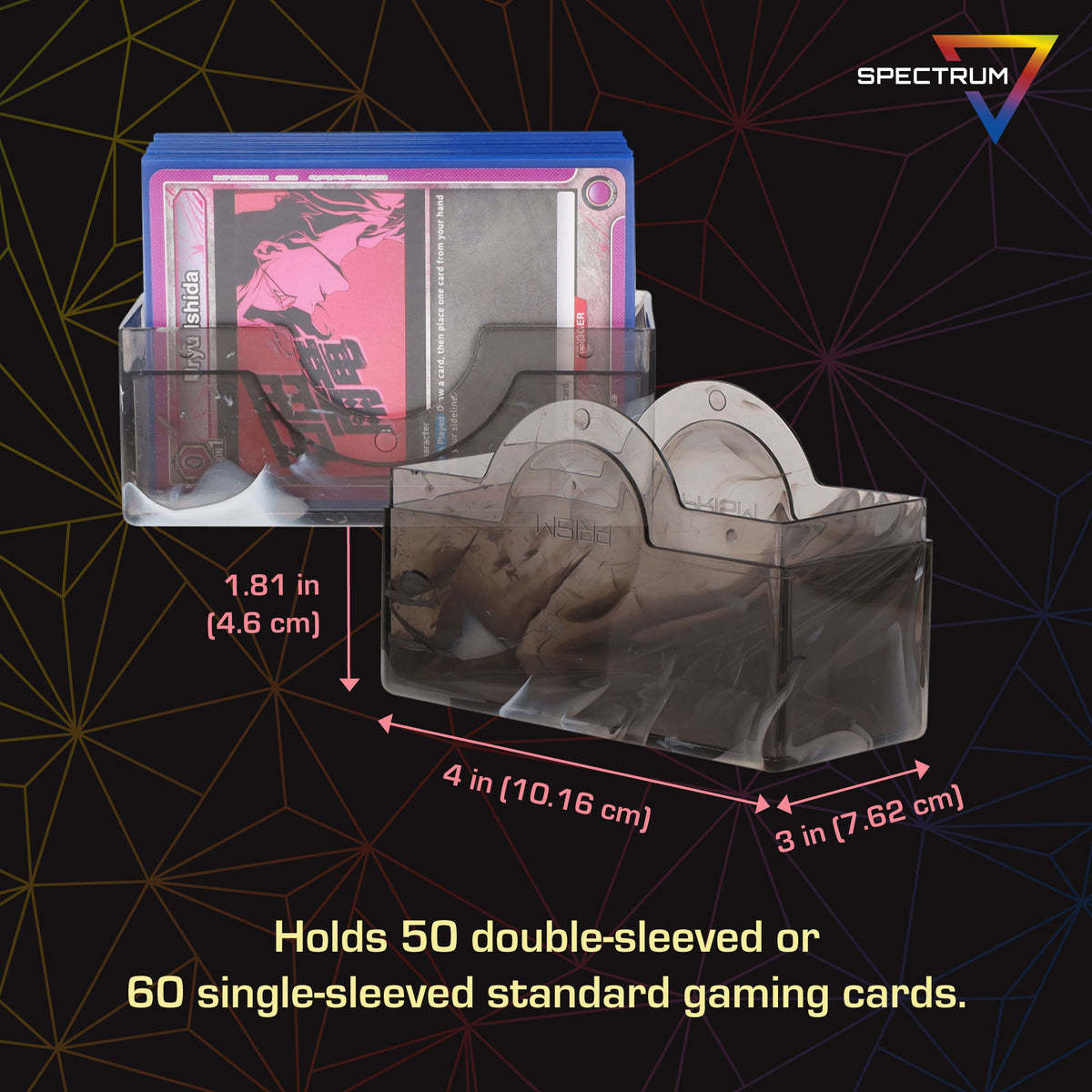 BCW Prism Deck Case - 50 Count - Marble Black – dimensions and specifications