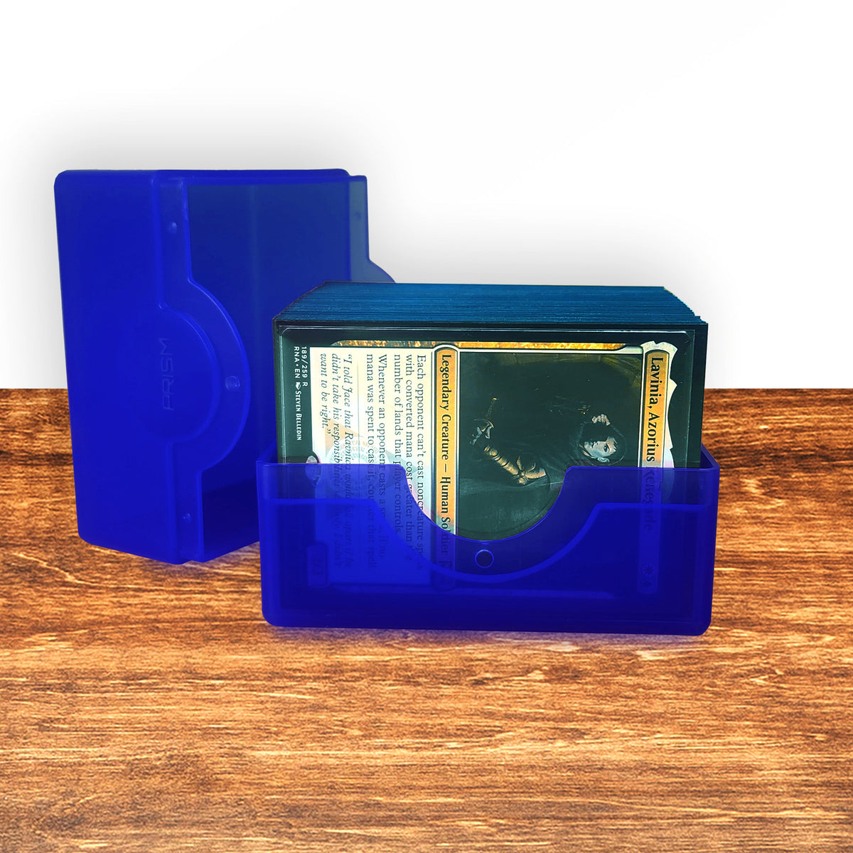 BCW Prism Deck Case - Polished - Cobalt Blue – open view