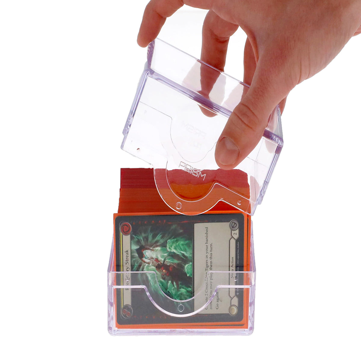 BCW Prism Deck Case - Polished - Translucent – in-use view