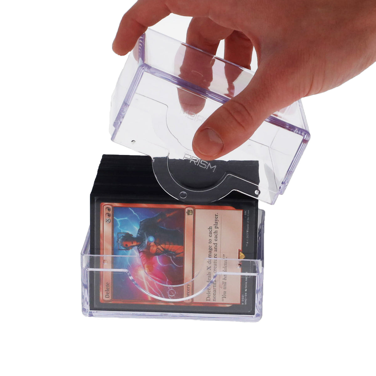 BCW Prism Deck Case - Polished - Translucent – in-use view