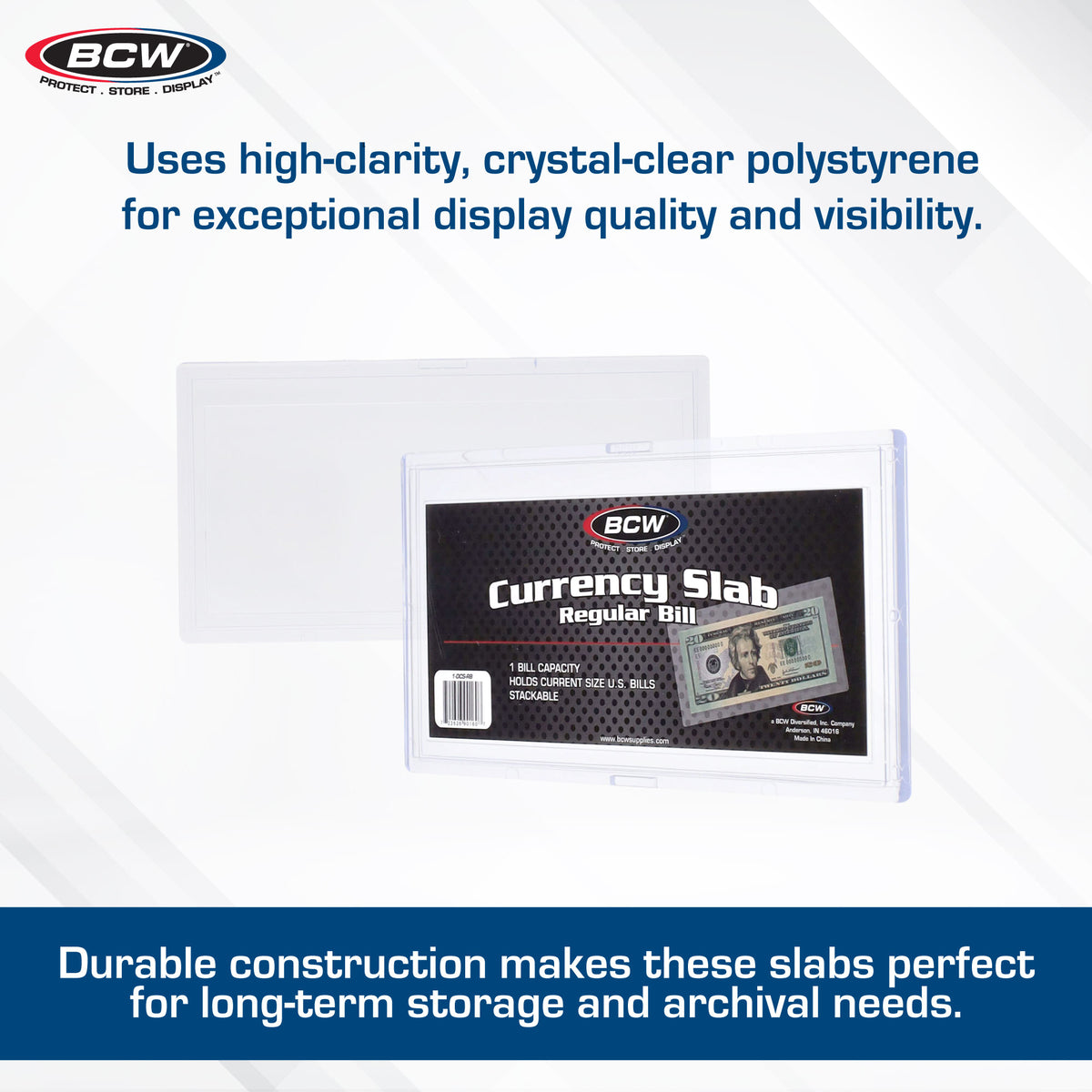 BCW Deluxe Currency Slab - Regular Bill – dimensions and specifications
