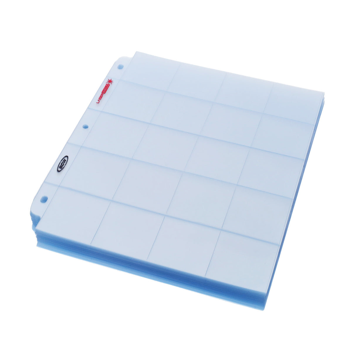 BCW Laserweld 20-Pocket Page (100 Count. Box) – angled view