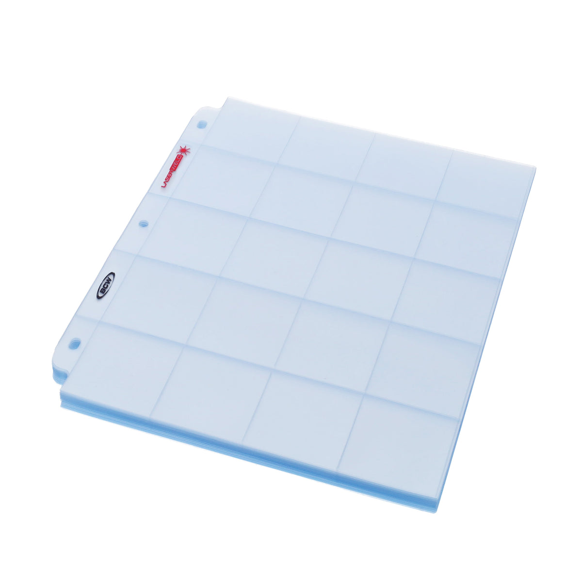 BCW Laserweld 20-Pocket Page (50 Count. Pack) – angled view