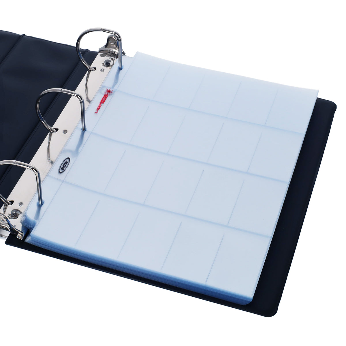 BCW Laserweld 20-Pocket Tobacco Page (100 Count. Box) – angled view