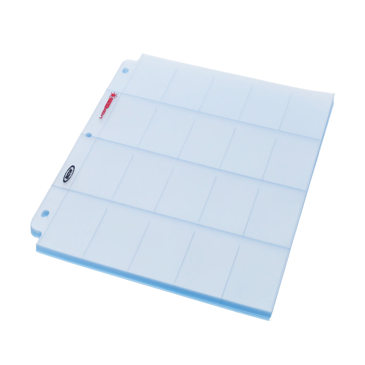 BCW Laserweld 20-Pocket Tobacco Page (50 Count. Pack) – angled view