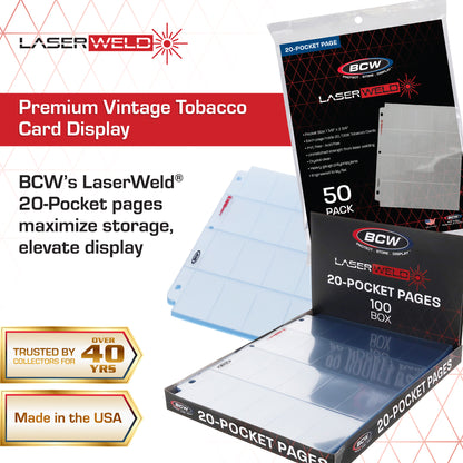BCW Laserweld 20-Pocket Tobacco Page (50 Count. Pack) – dimensions and specifications