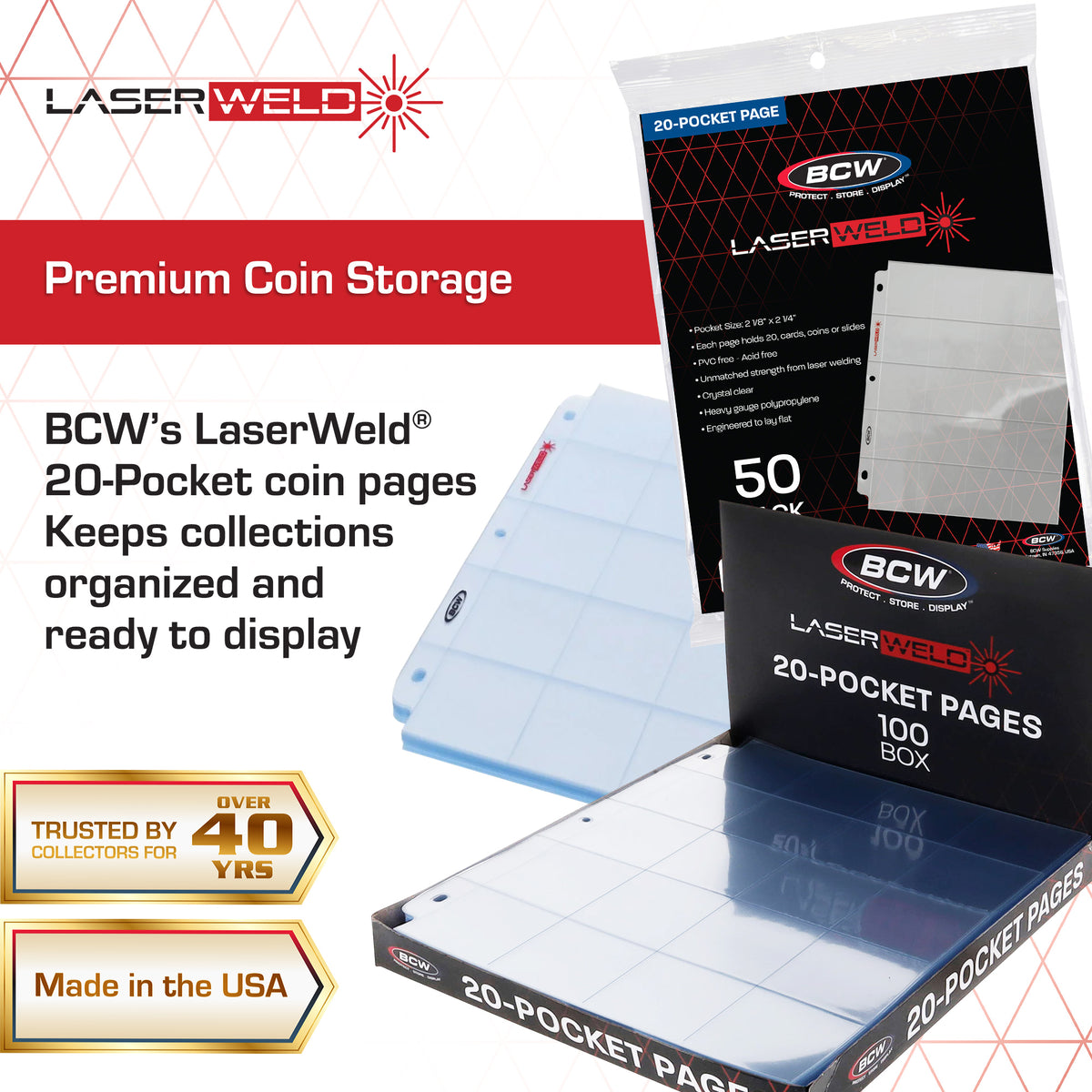 BCW Laserweld 20-Pocket Page (100 Count. Box) – dimensions and specifications