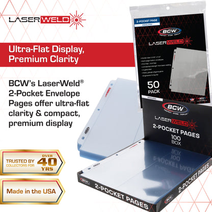 BCW Laserweld 2-Pocket Envelope Page (100 Count. Box) – dimensions and specifications