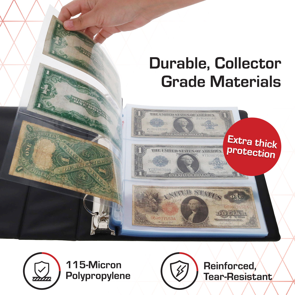 BCW Laserweld 3-Pocket Currency Page (50 Count. Pack) – dimensions and specifications