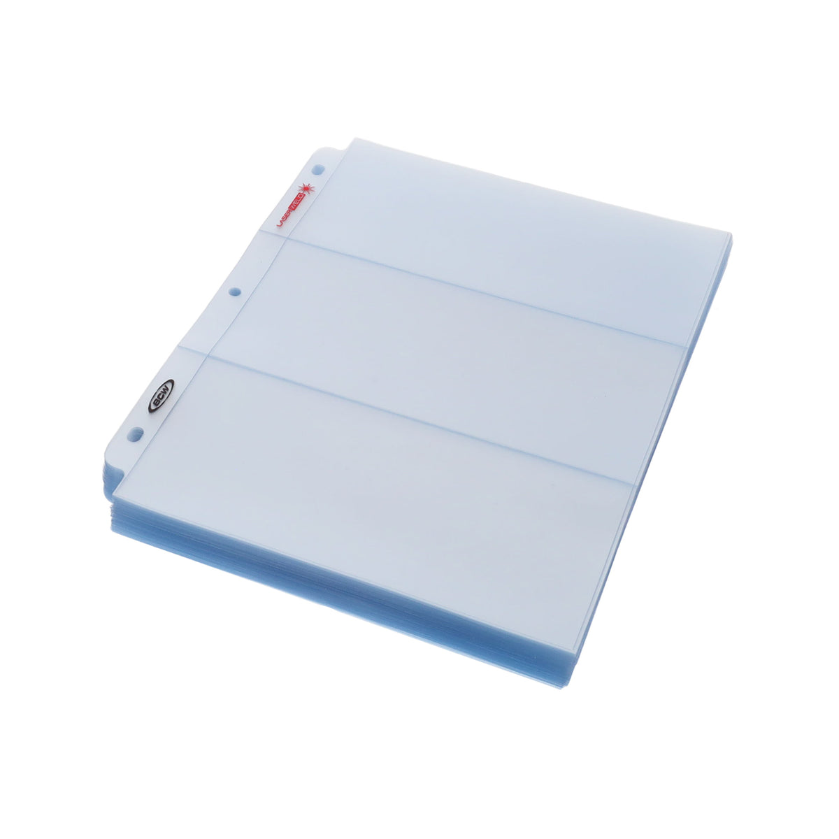 BCW Laserweld 3-Pocket Currency Page (100 Count. Box) – angled view