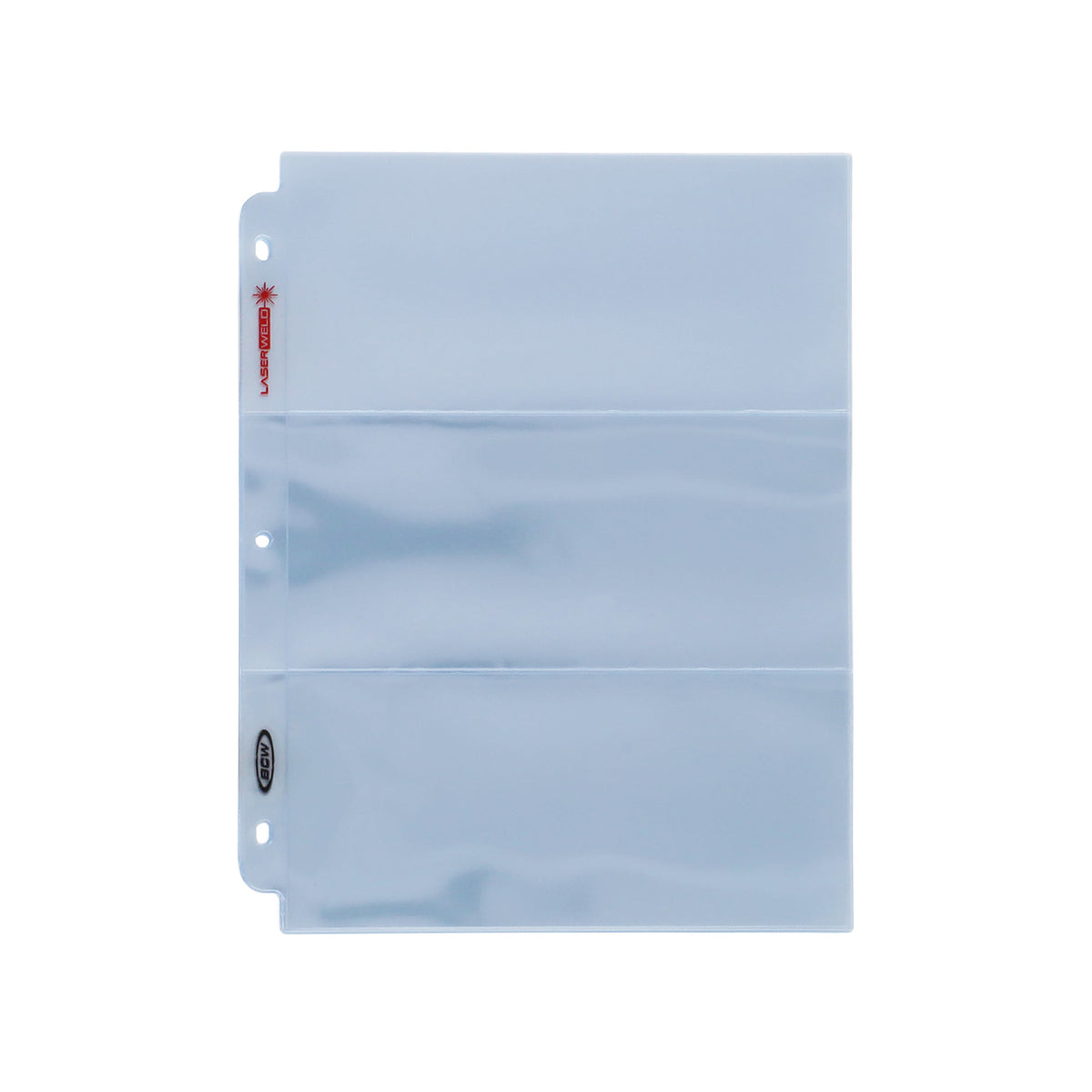 BCW Laserweld 3-Pocket Currency Page (100 Count. Box) – front product view