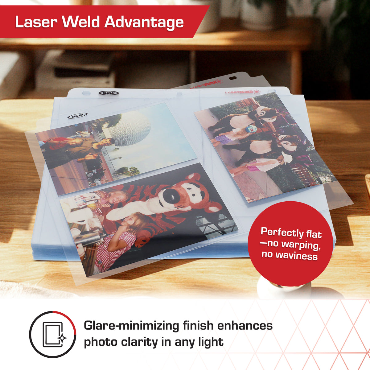 BCW Laserweld 3-Pocket Photo Page (50 Count. Pack) – dimensions and specifications