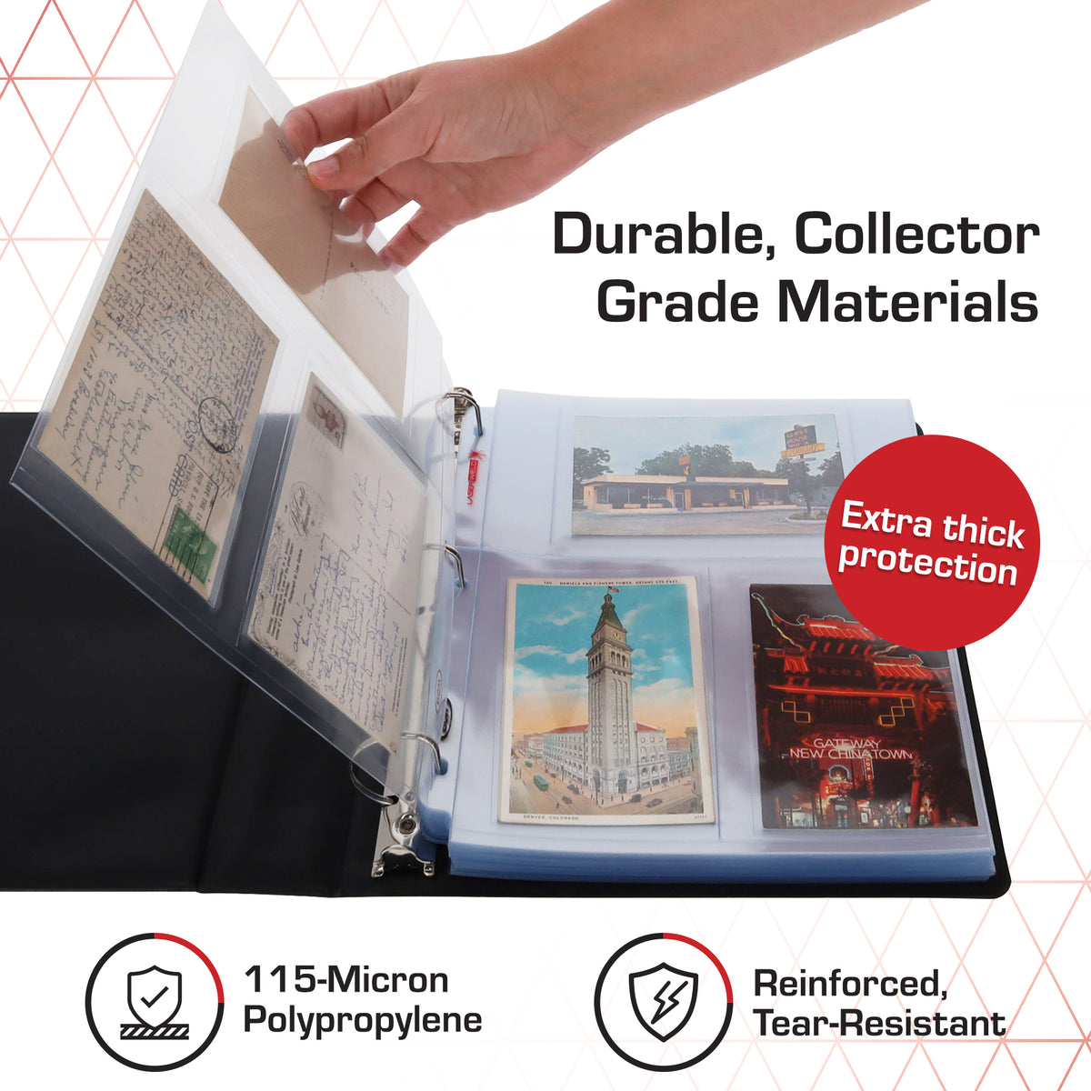 BCW Laserweld 3-Pocket Photo Page (50 Count. Pack) – dimensions and specifications