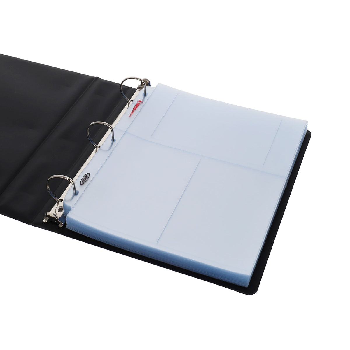 BCW Laserweld 3-Pocket Photo Page (50 Count. Pack) – angled view