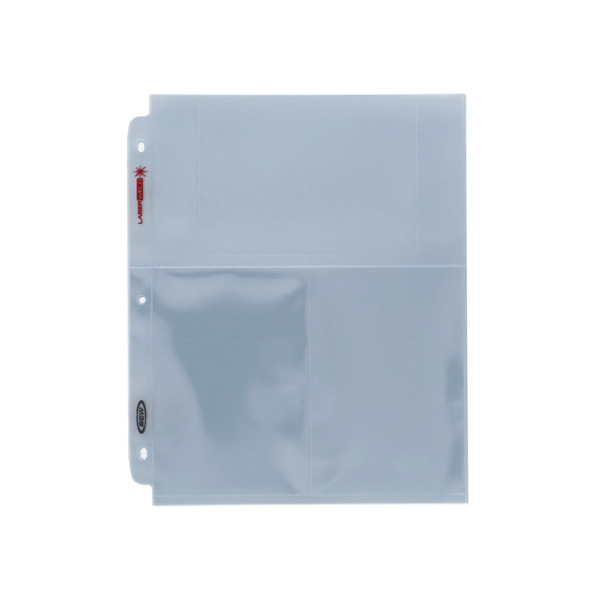 BCW Laserweld 3-Pocket Photo Page (50 Count. Pack) – front product view
