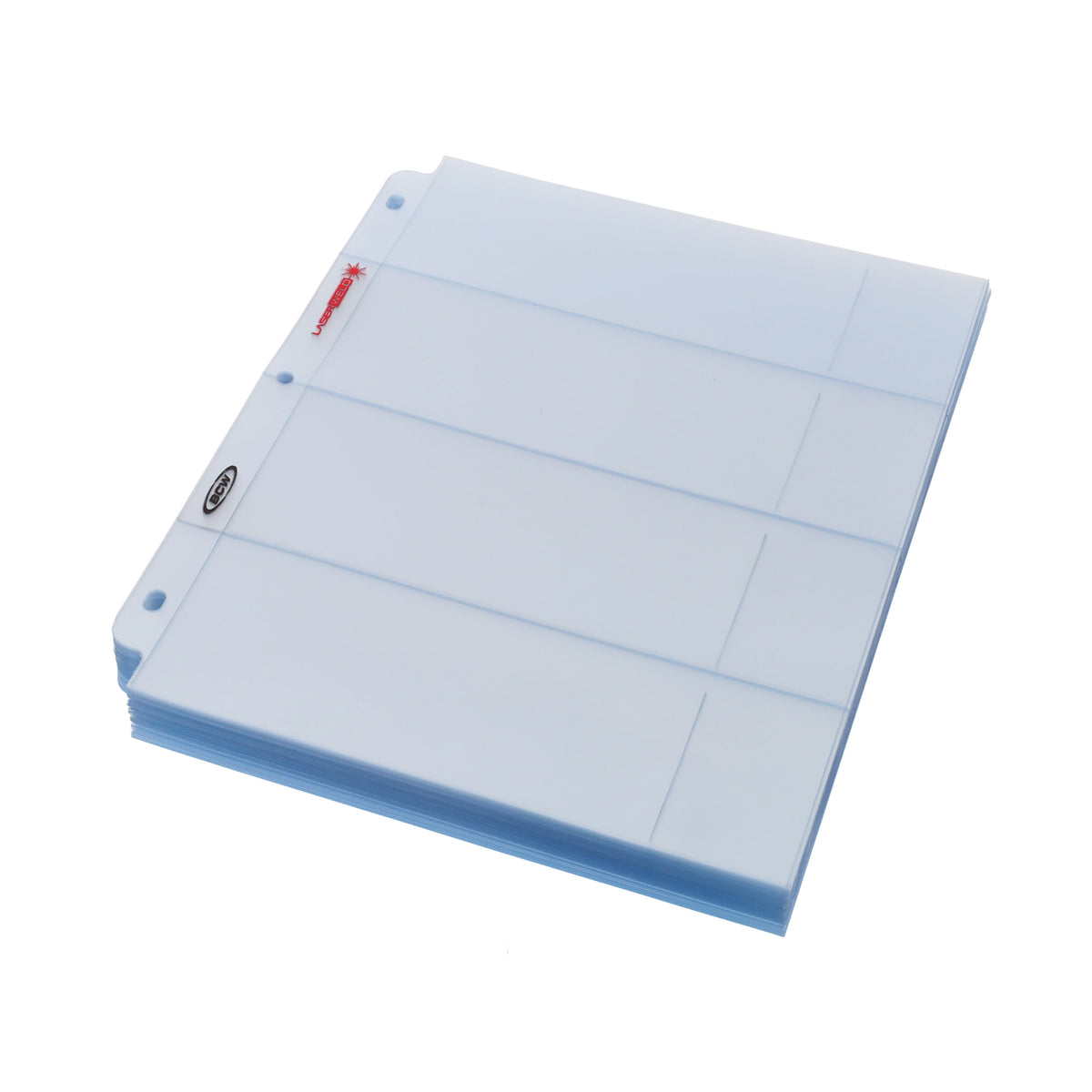 BCW Laserweld 4-Pocket Currency Page (100 Count. Box) – angled view