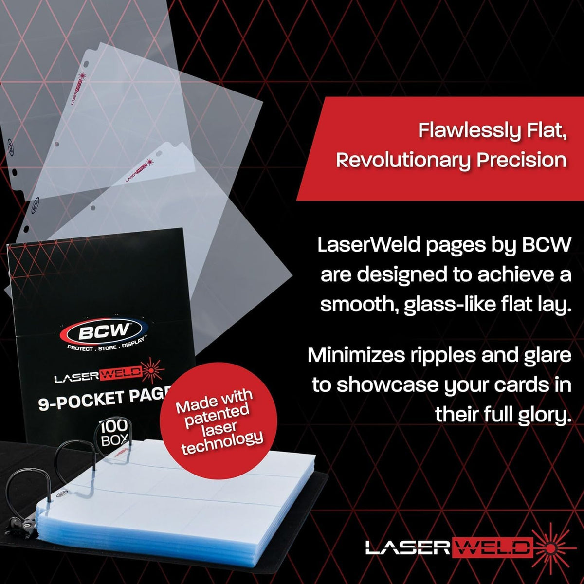 BCW 9-Pocket Trading Card Page - Side Load (100 Count Box) – dimensions and specifications
