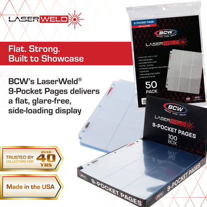 BCW 9-Pocket Trading Card Page - Side Load (100 Count Box) – dimensions and specifications