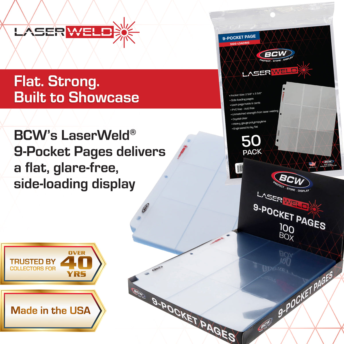 BCW 9-Pocket Trading Card Page - Side Load (50ct. Pack) – dimensions and specifications
