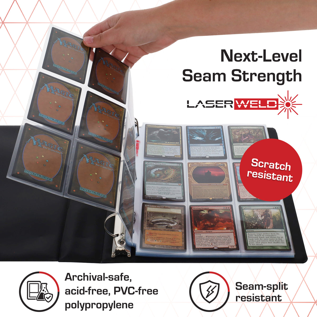 BCW 9-Pocket Trading Card Page - Side Load (100 Count Box) – dimensions and specifications