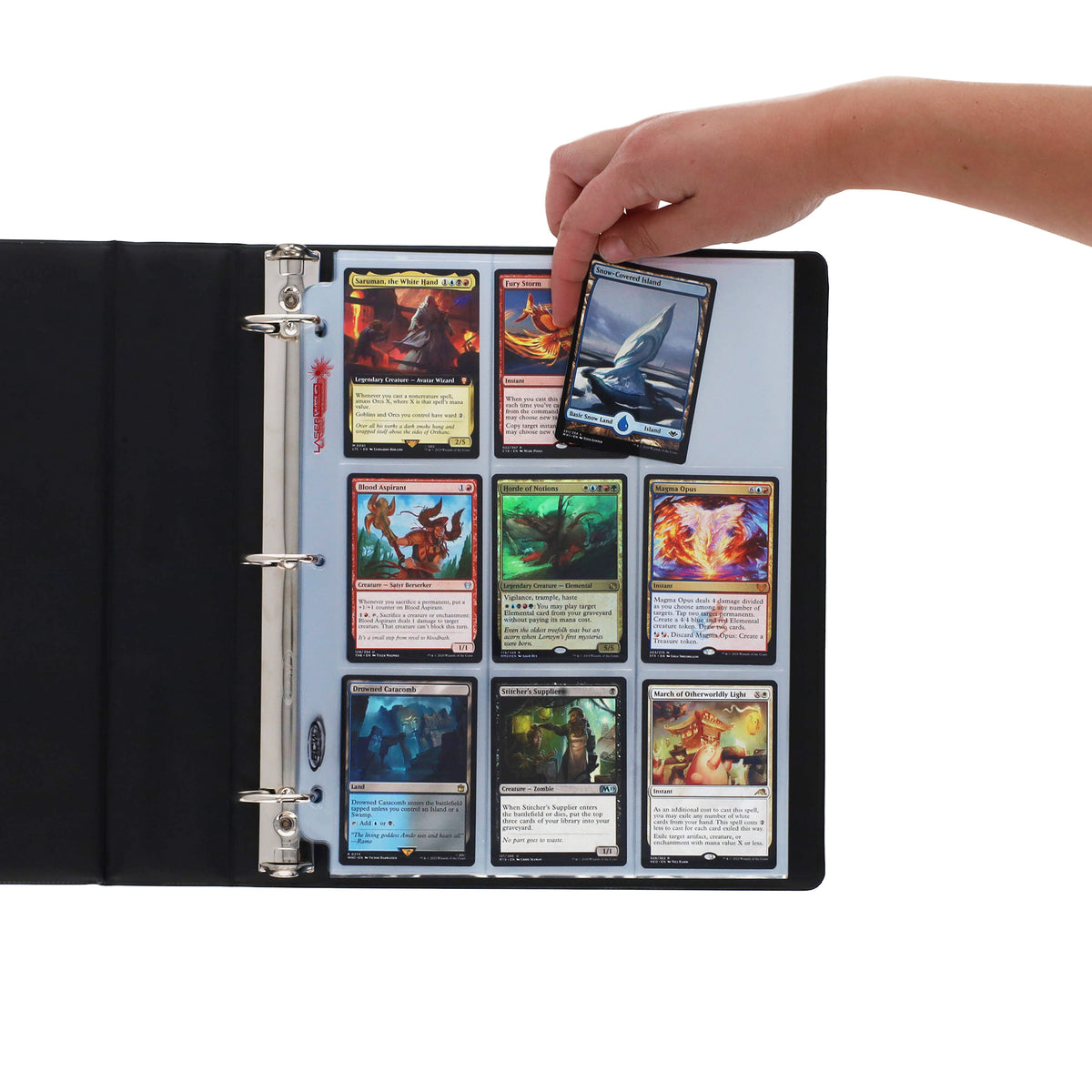 BCW 9-Pocket Trading Card Page - Side Load (100 Count Box) – in-use view