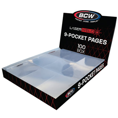 BCW Laserweld 9-Pocket Page (100 Count. Box) – open view