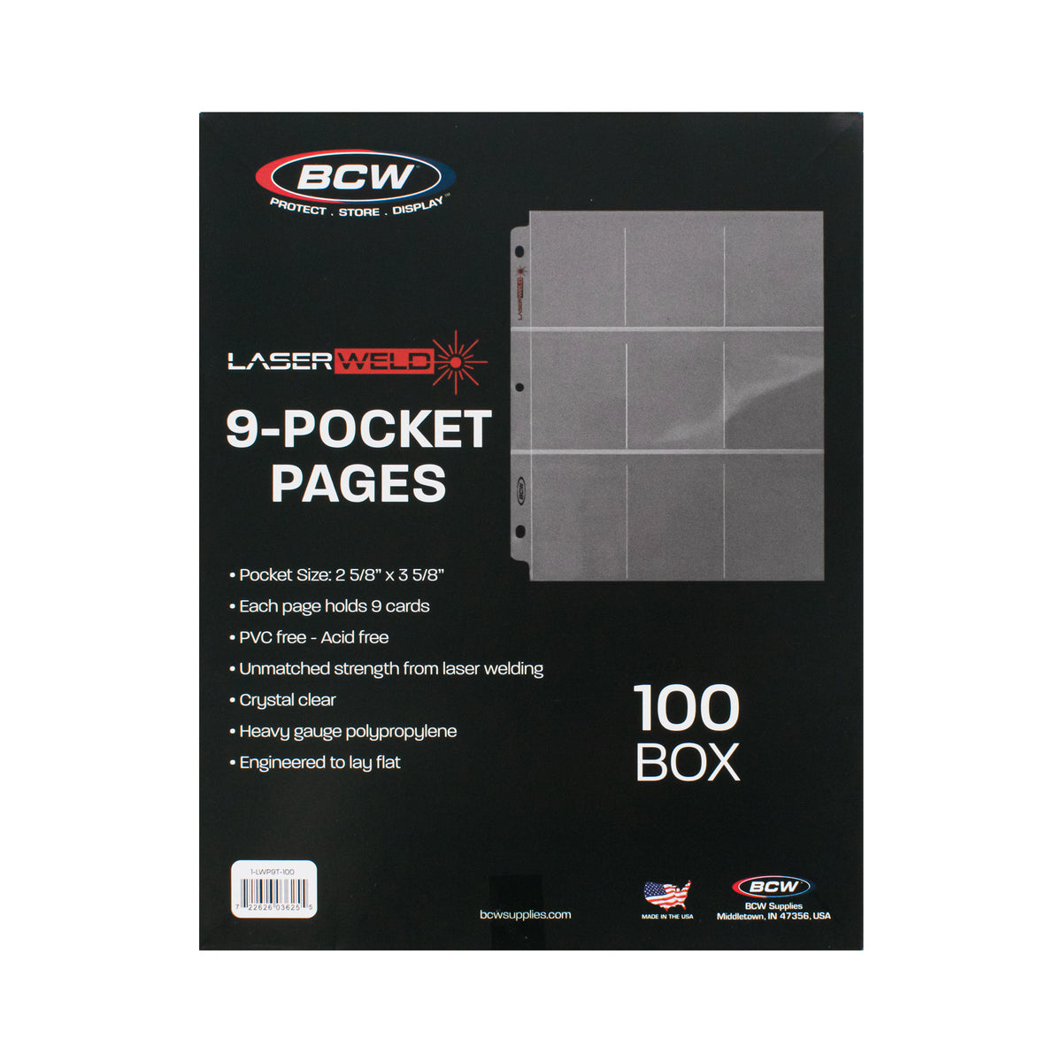 BCW Laserweld 9-Pocket Page (100 Count. Box) – rear view