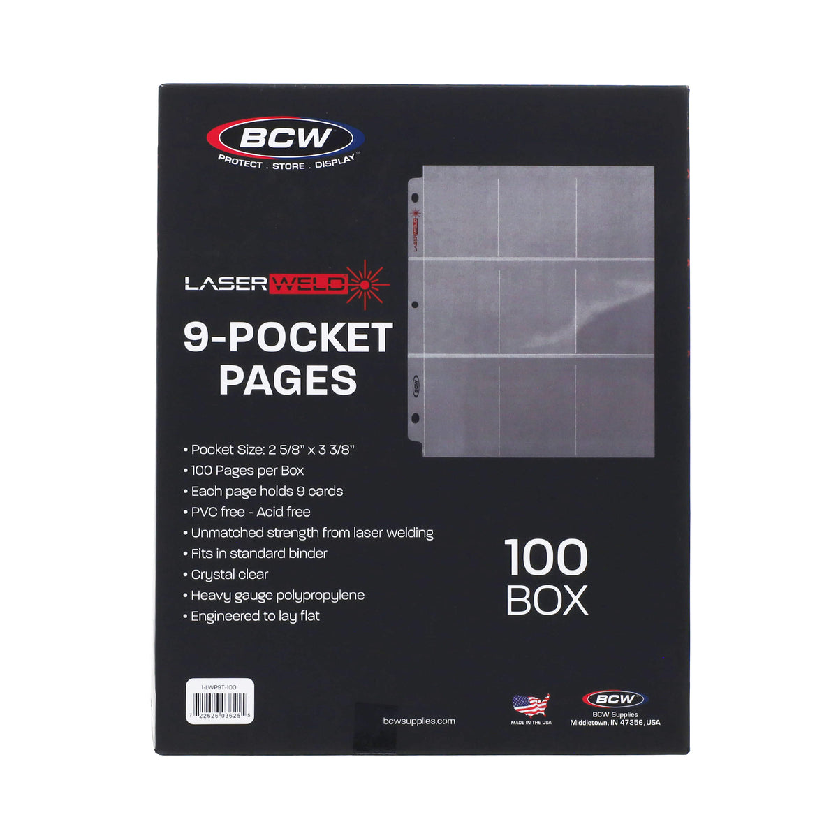 BCW Laserweld 9-Pocket Page (100 Count. Box) – rear view