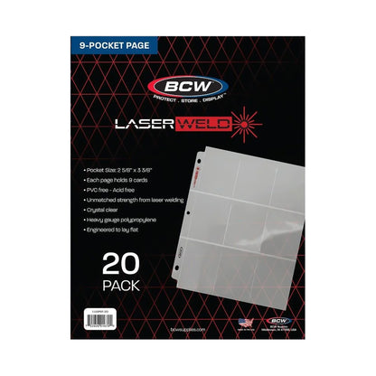 BCW 9-Pocket Trading Card Sleeve Page (50 Count Pack) – front product view