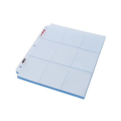 BCW 9-Pocket Trading Card Sleeve Page (50 Count Pack) – angled view