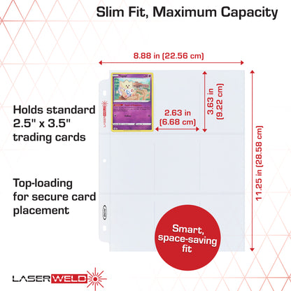 BCW 9-Pocket Trading Card Sleeve Page (50 Count Pack) – dimensions and specifications