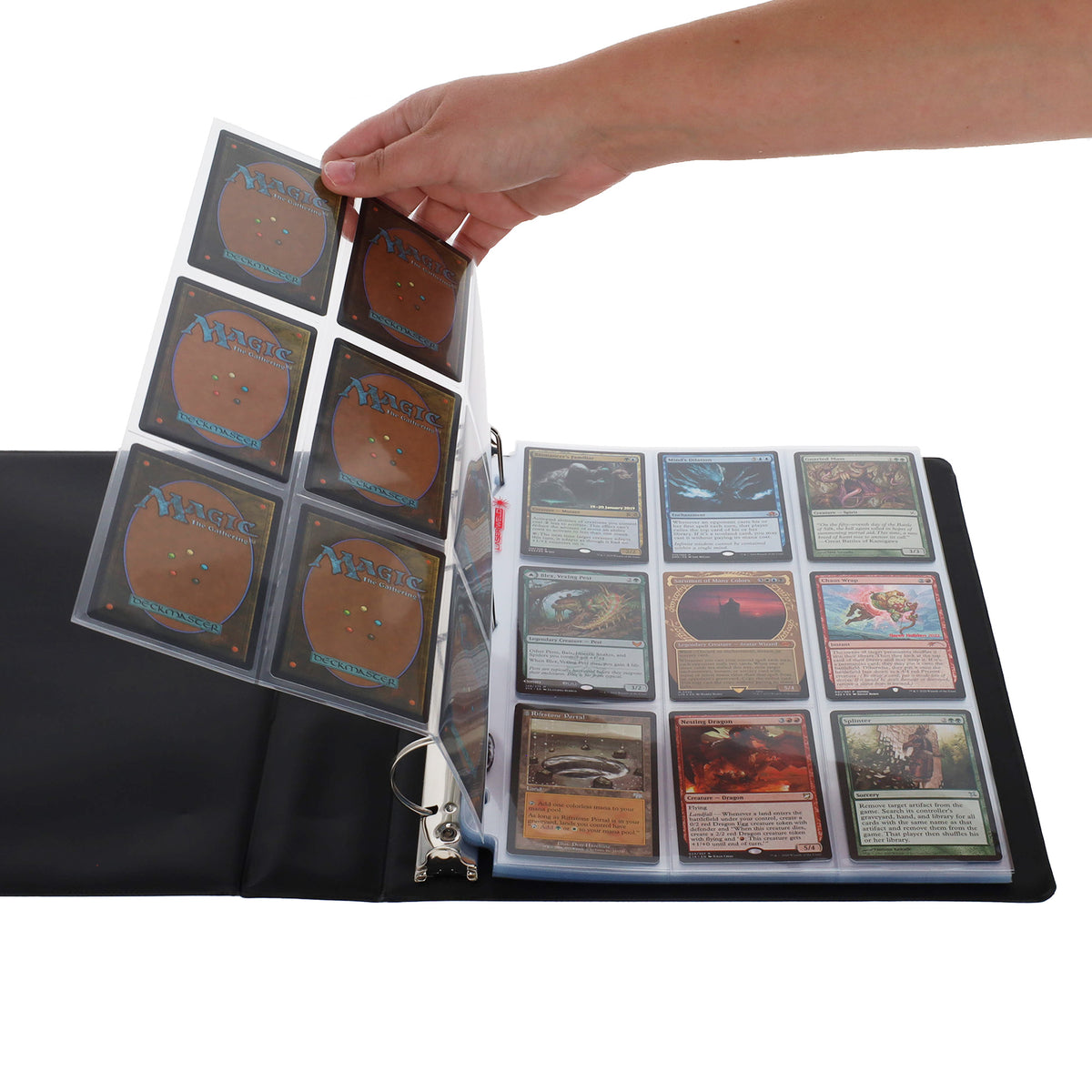 BCW 9-Pocket Trading Card Page - Side Load (100 Count Box) – in-use view
