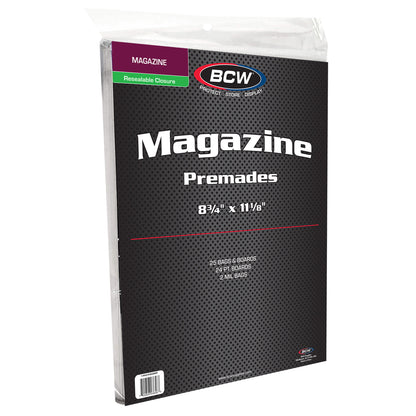 BCW Premade Resealable Magazine Bag and Board – side view