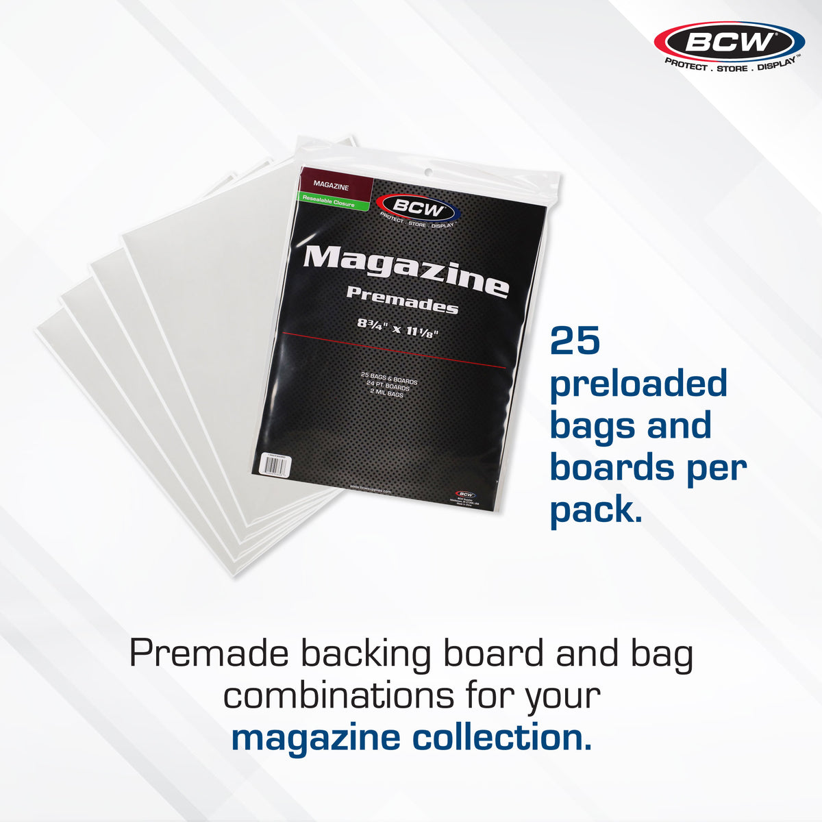 BCW Premade Resealable Magazine Bag and Board – dimensions and specifications