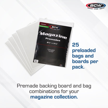 BCW Premade Resealable Magazine Bag and Board – dimensions and specifications