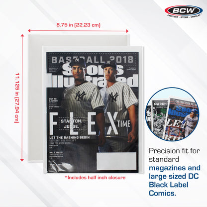 BCW Premade Resealable Magazine Bag and Board – dimensions and specifications