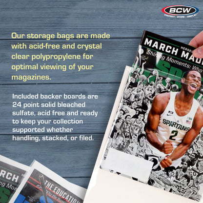 BCW Premade Resealable Magazine Bag and Board – dimensions and specifications