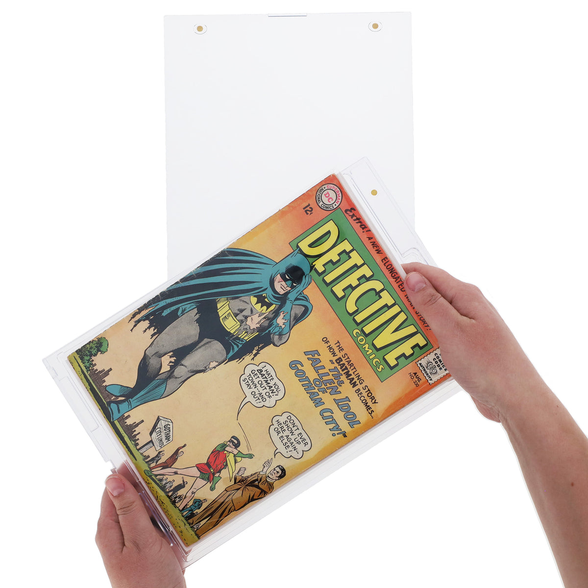 BCW Magnetic Comic Book Holder - Silver – in-use view