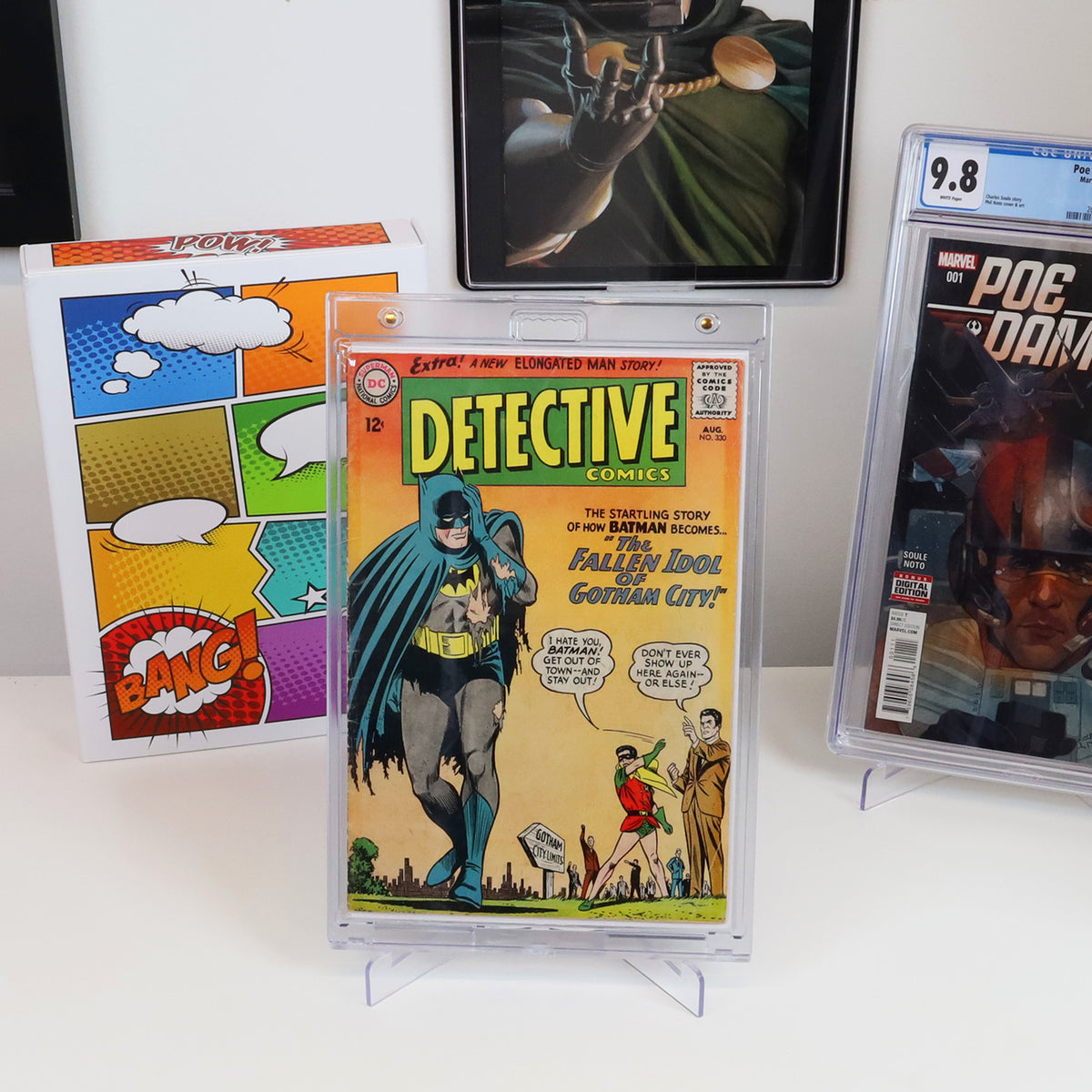 BCW Magnetic Comic Book Holder - Silver – in-use view