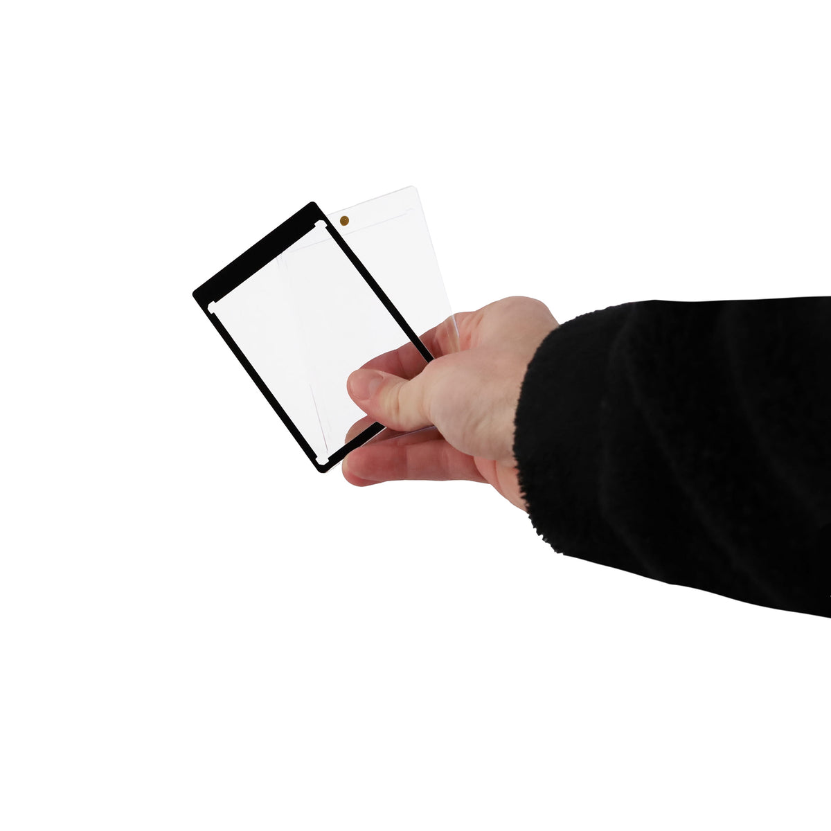 BCW Magnetic Card Holder - 35pt. Black Border – in-use view
