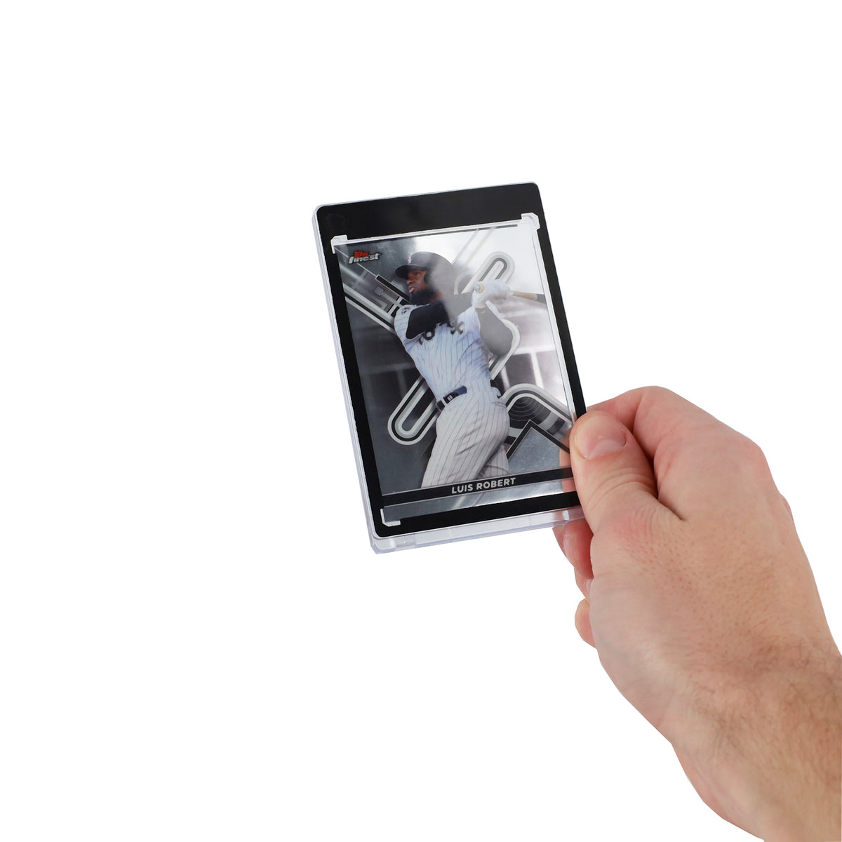 BCW Magnetic Card Holder - 35pt. Black Border – in-use view