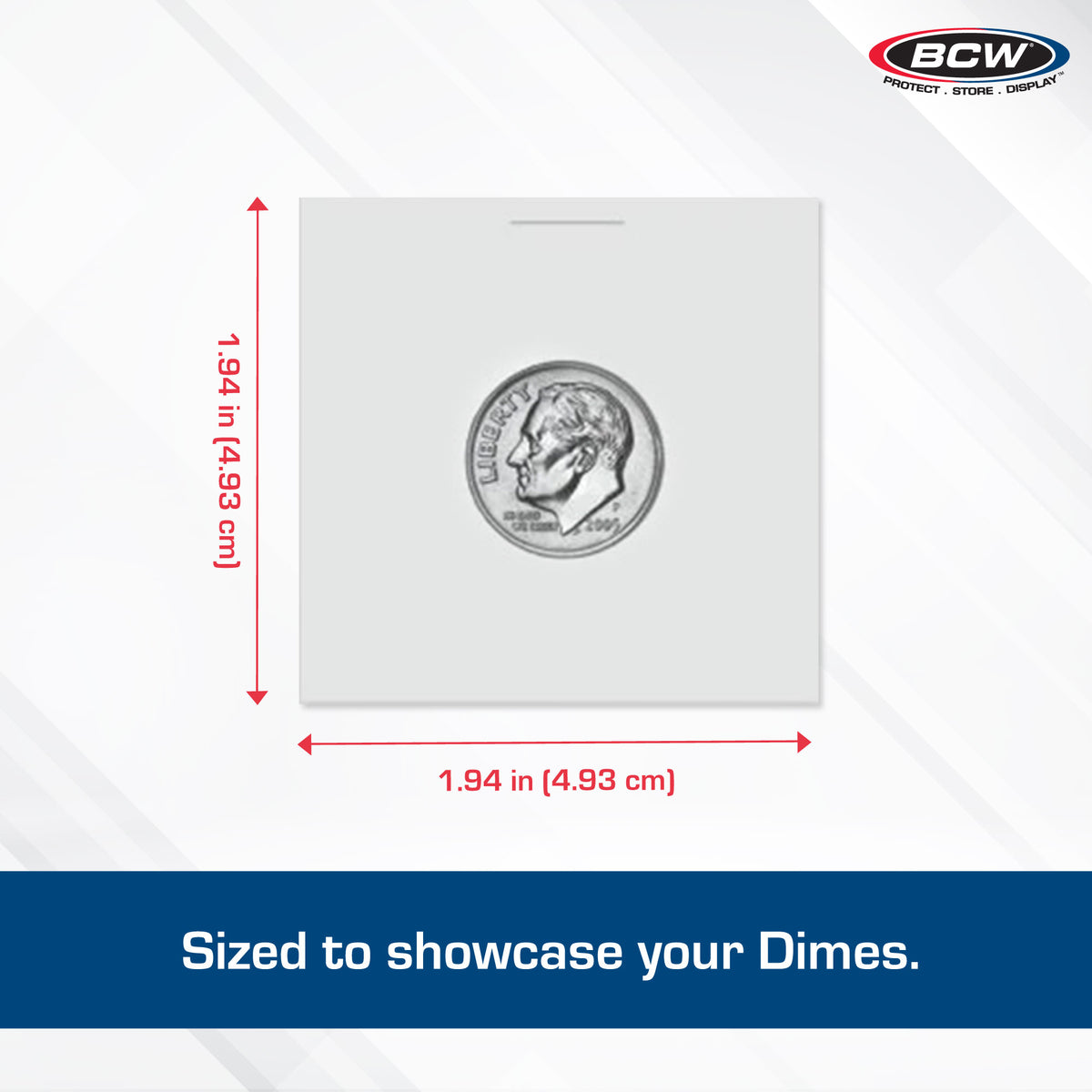 BCW Paper Flips 2 x 2 - Dime – dimensions and specifications