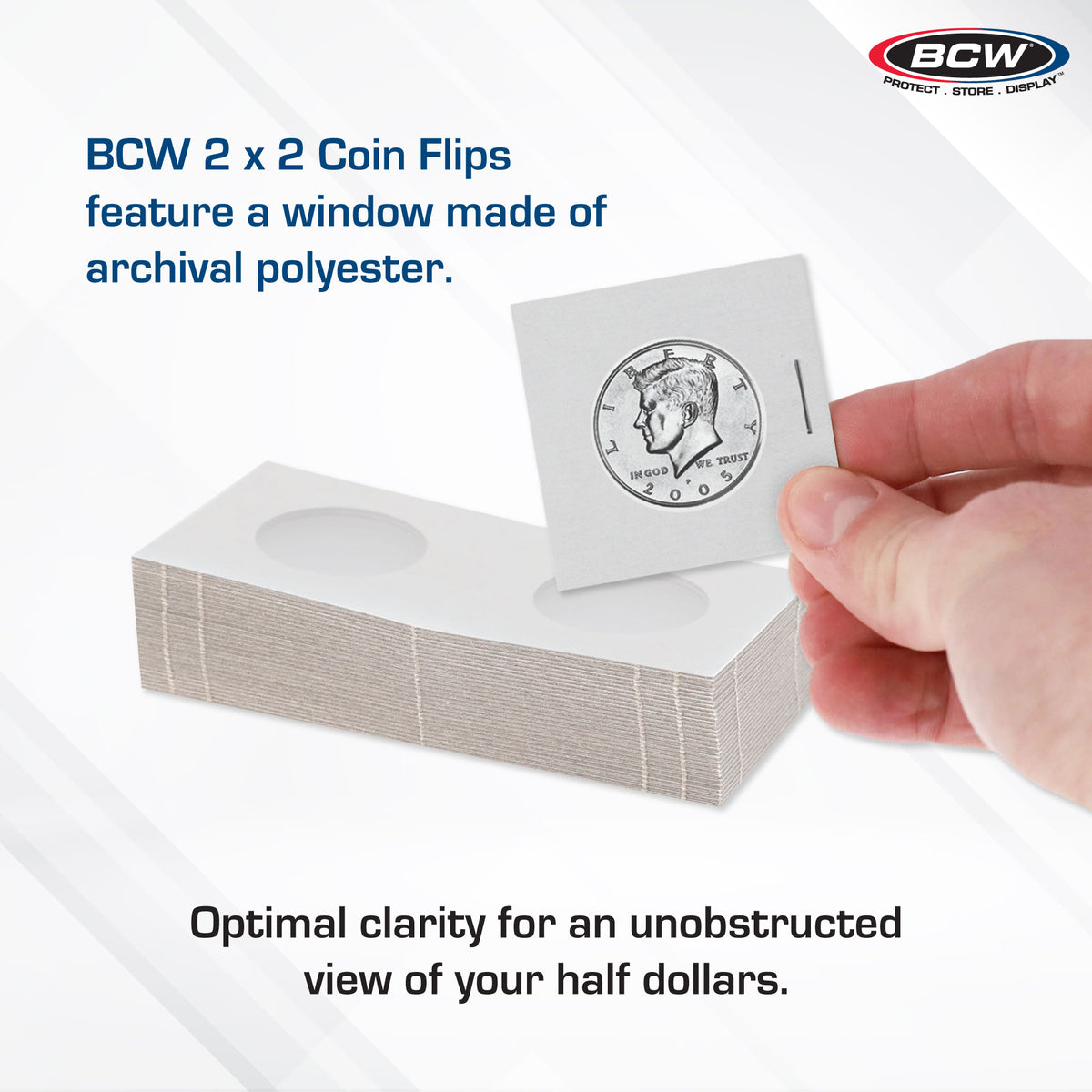 BCW Paper Flips 2 x 2 - Half Dollar – dimensions and specifications