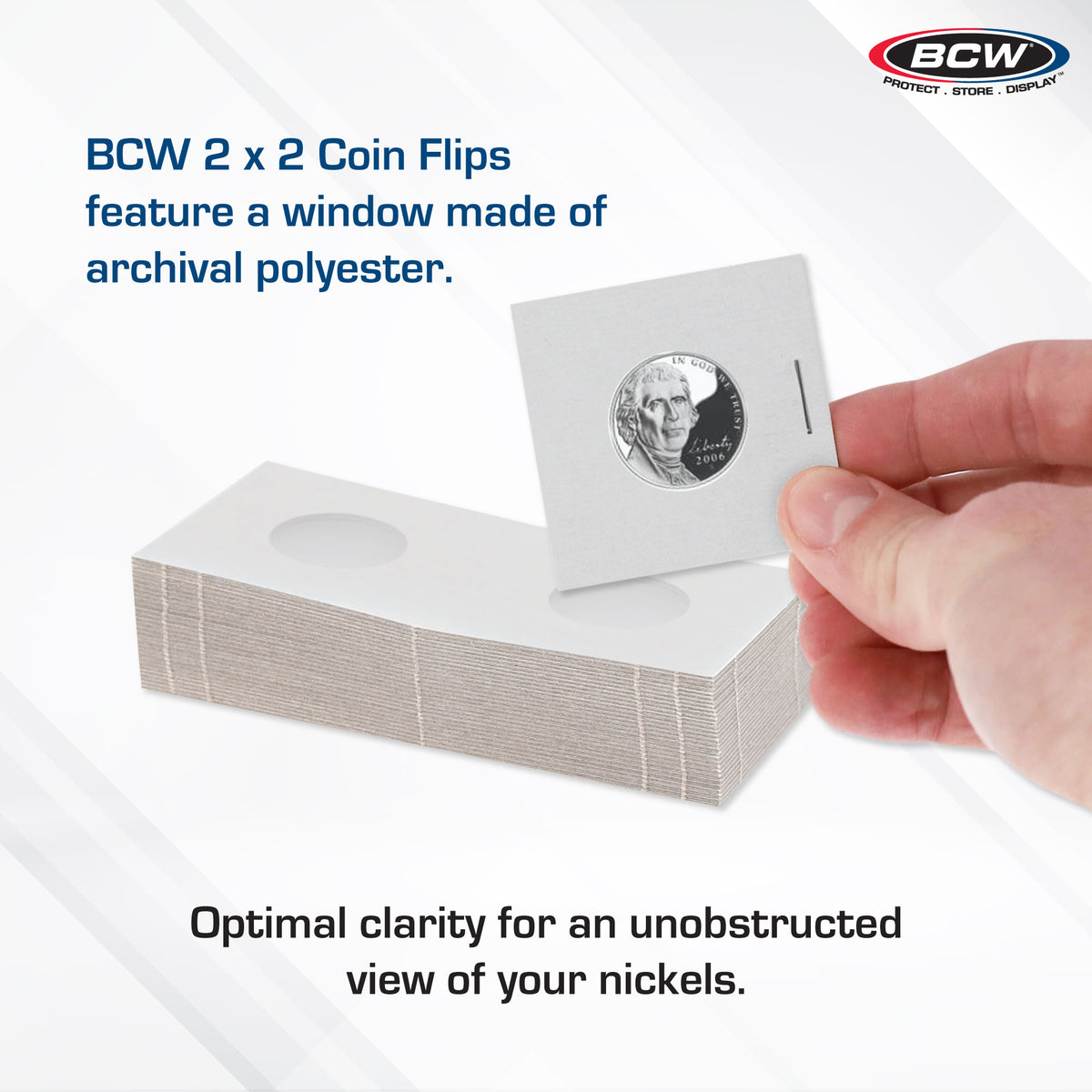 BCW Paper Flips - 2" x 2" - Nickel - Box – dimensions and specifications