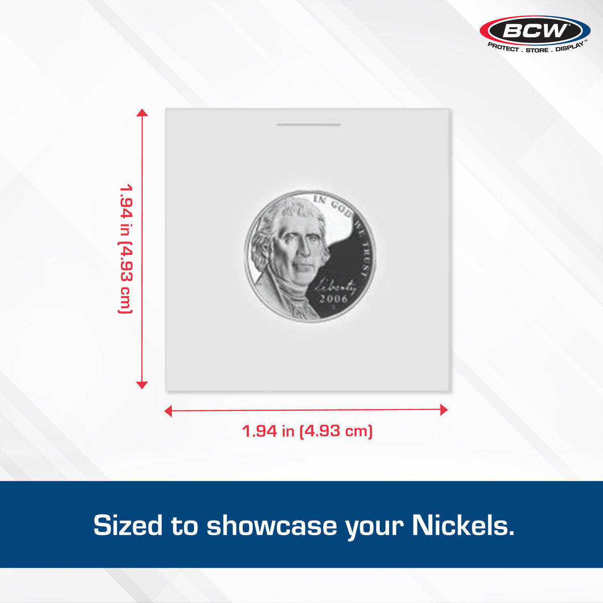 BCW Paper Flips - 2" x 2" - Nickel - Box – dimensions and specifications