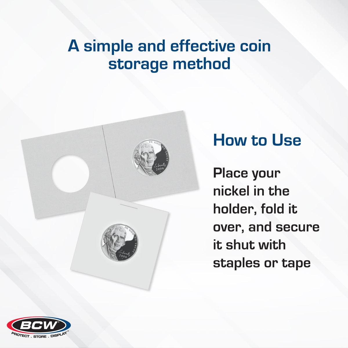 BCW Paper Flips - 2" x 2" - Nickel - Box – dimensions and specifications