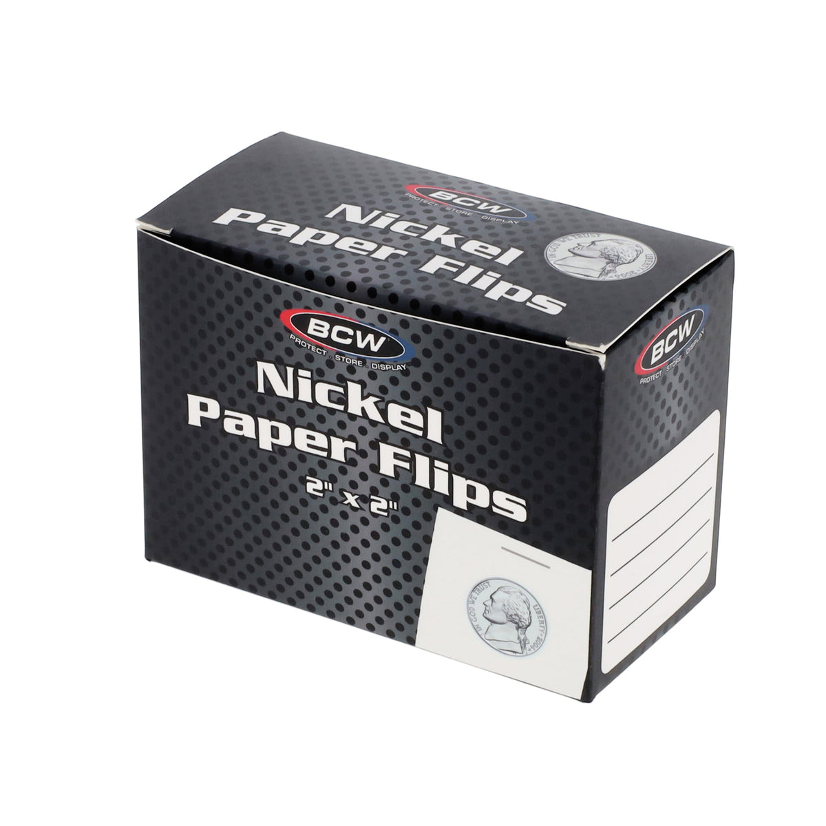 BCW Paper Flips - 2" x 2" - Nickel - Box – angled view