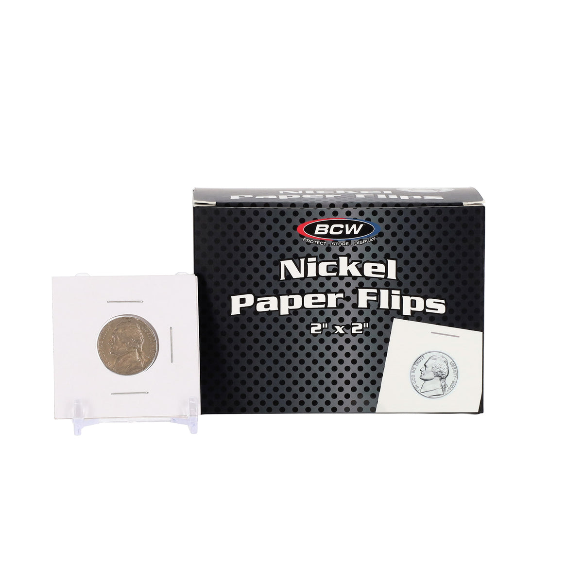 BCW Paper Flips - 2" x 2" - Nickel - Box – front product view